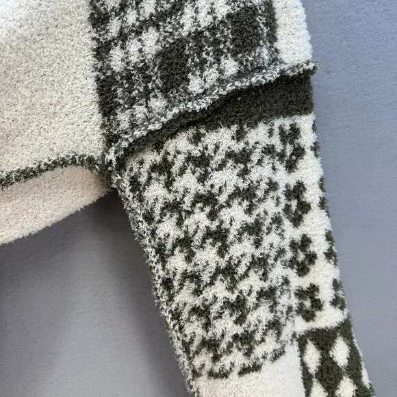 Pol Anthropologie Sweater Women's L Green Cream Loose Weave Oversized Preppy - Picture 3 of 11